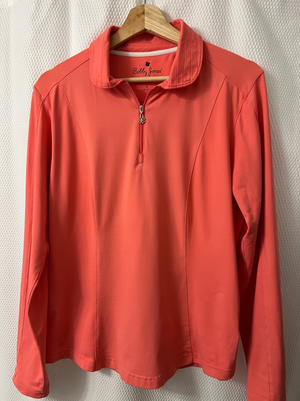 Bobby Jones Peach Quarter-Zip Performance Golf Pullover -Large